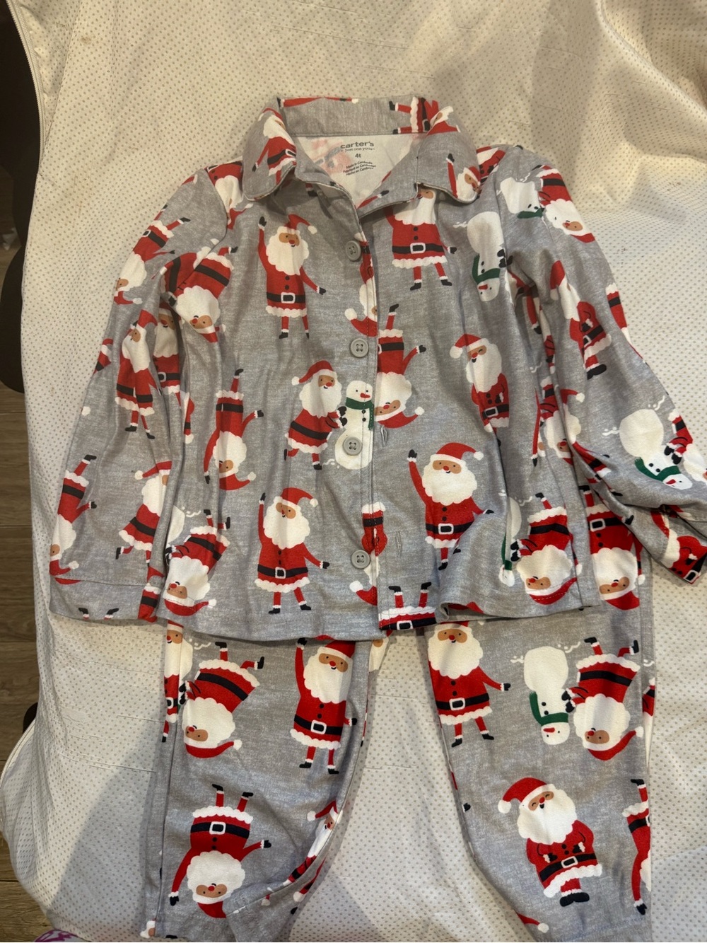 Carter's Red, White and Gray Santa Print Pajama Set